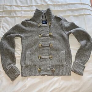 American Eagle Outfitter Cardigan Sweater W L Brown Wool Blend Shawl Collar Knit
